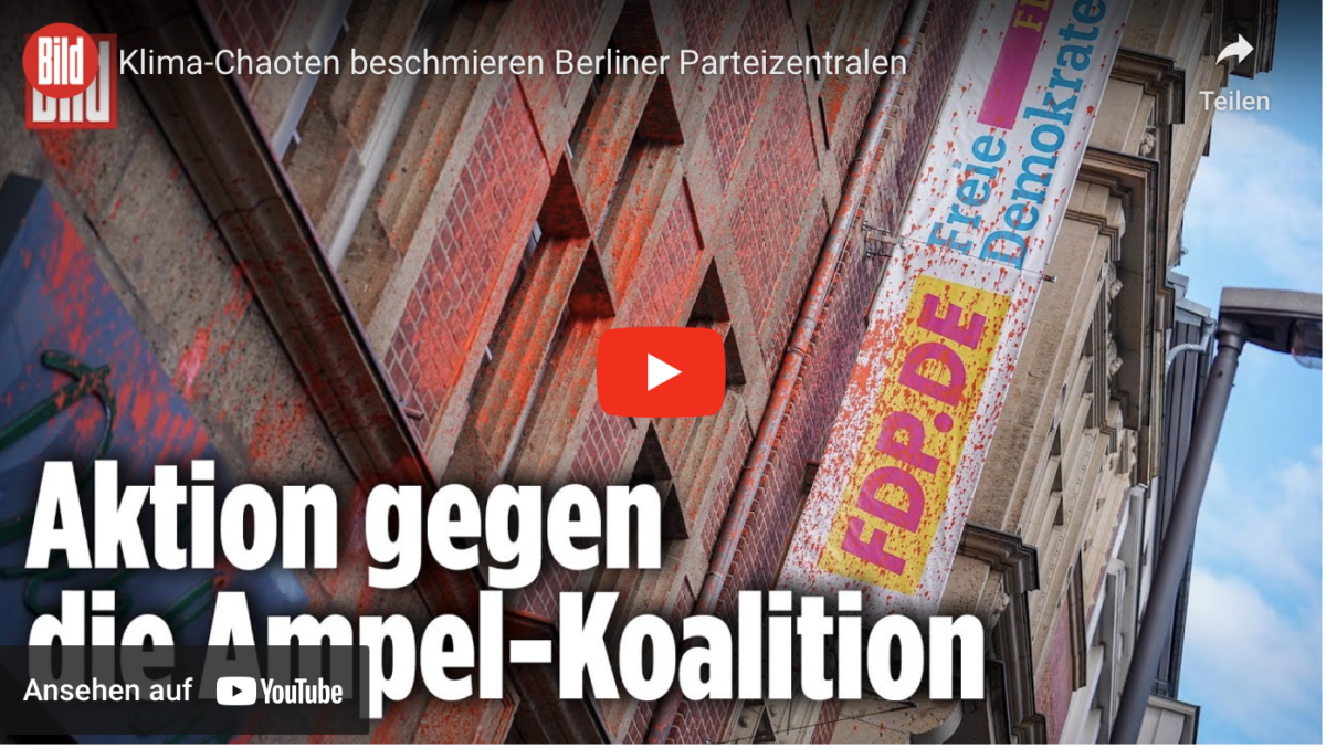Klima-Chaoten beschmieren Berliner Parteizentralen!