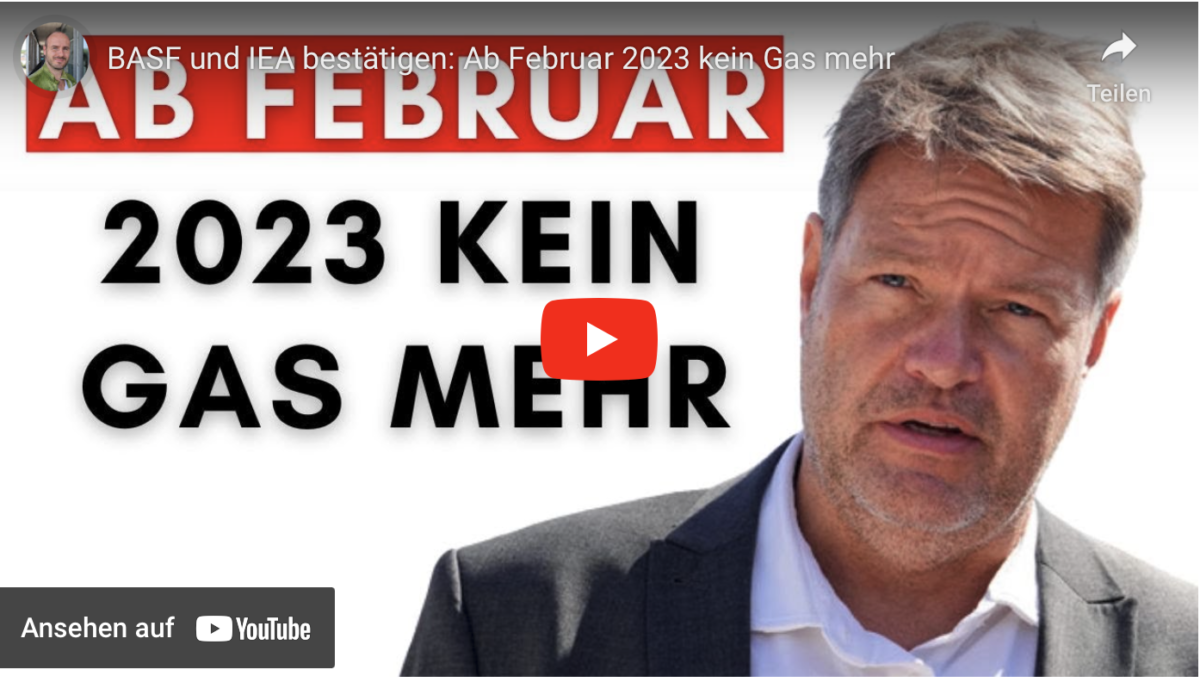 BASF und IEA bestätigen: Ab Februar 2023 kein Gas mehr!