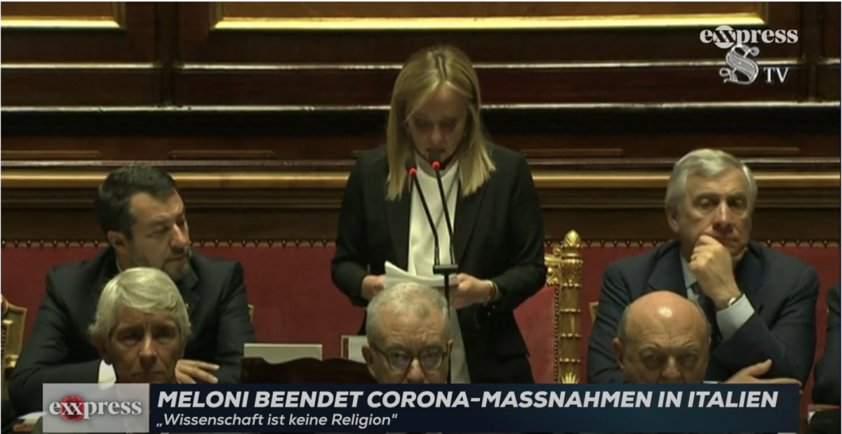 Meloni beendet Corona-Maßnahmen in Italien: „Wissenschaft ist keine Religion!