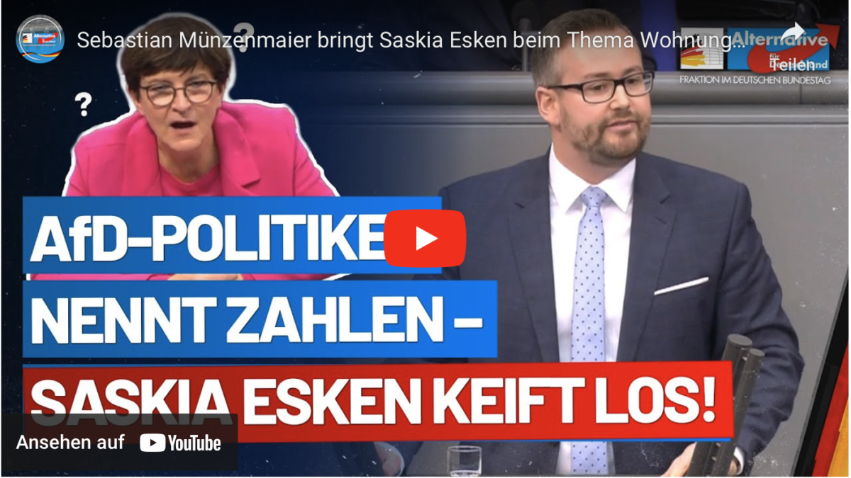 Sebastian Münzenmaier bringt Saskia Esken beim Thema Wohnungsnot zum Kochen!