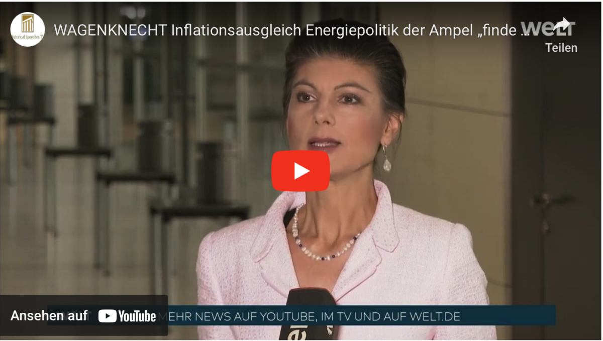 WAGENKNECHT Inflationsausgleich Energiepolitik der Ampel „finde ich verantwortungslos“!