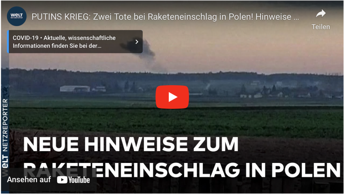 PUTINS KRIEG: Zwei Tote bei Raketeneinschlag in Polen! Hinweise auf ukrainische Flugabwehrrakete