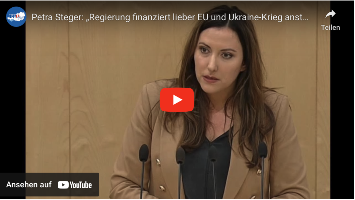 Petra Steger: „Regierung finanziert lieber EU und Ukraine-Krieg anstatt Österreichern zu helfen!“