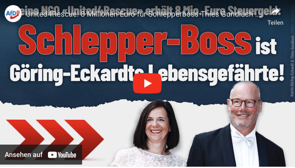United4Rescue: 8 Millionen Euro für Schlepperboss Thies Gundlach (Lebensgefährte von Göring-Eckardte) – Grüne Vetternwirtschaft