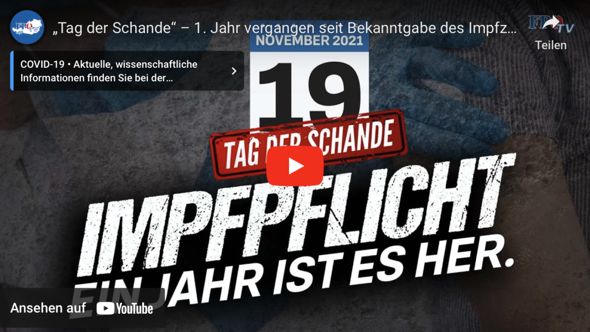 „Tag der Schande“ – 1. Jahr vergangen seit Bekanntgabe des Impfzwanges, doch wir vergessen NIE!