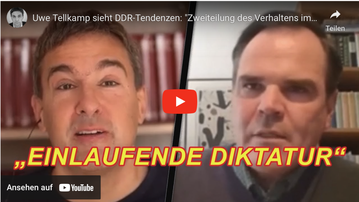 Uwe Tellkamp sieht DDR-Tendenzen: „Zweiteilung des Verhaltens im Alltag kommt wieder“!