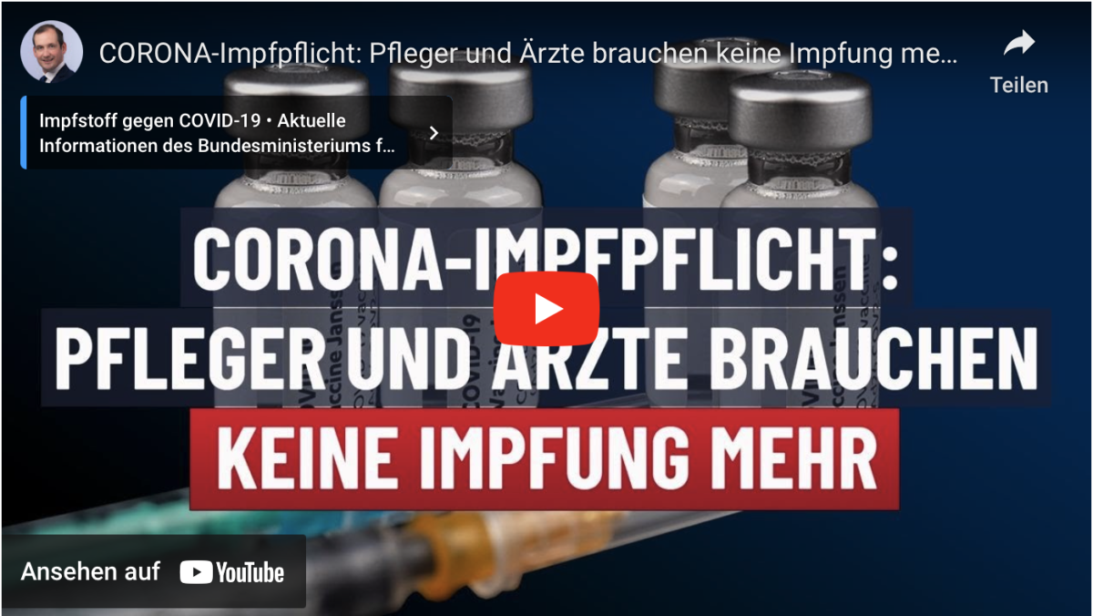 CORONA-Impfpflicht: Pfleger und Ärzte brauchen keine Impfung mehr!