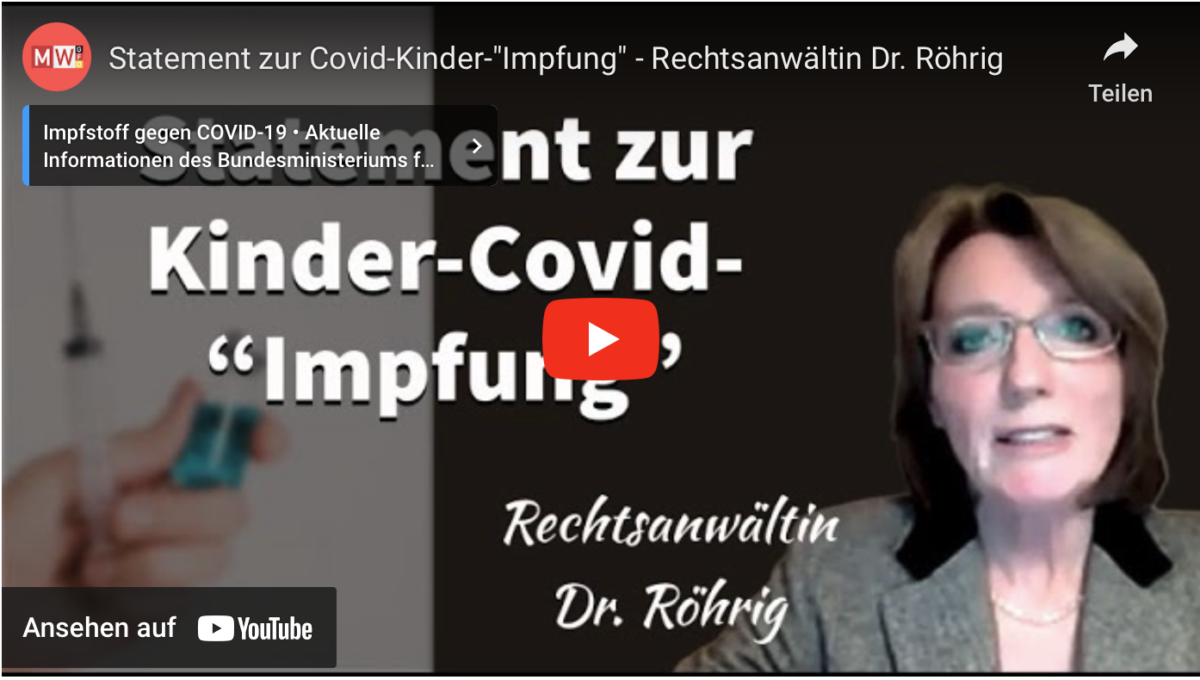 Statement zur Covid-Kinder-„Impfung“ – Rechtsanwältin Dr. Röhrig