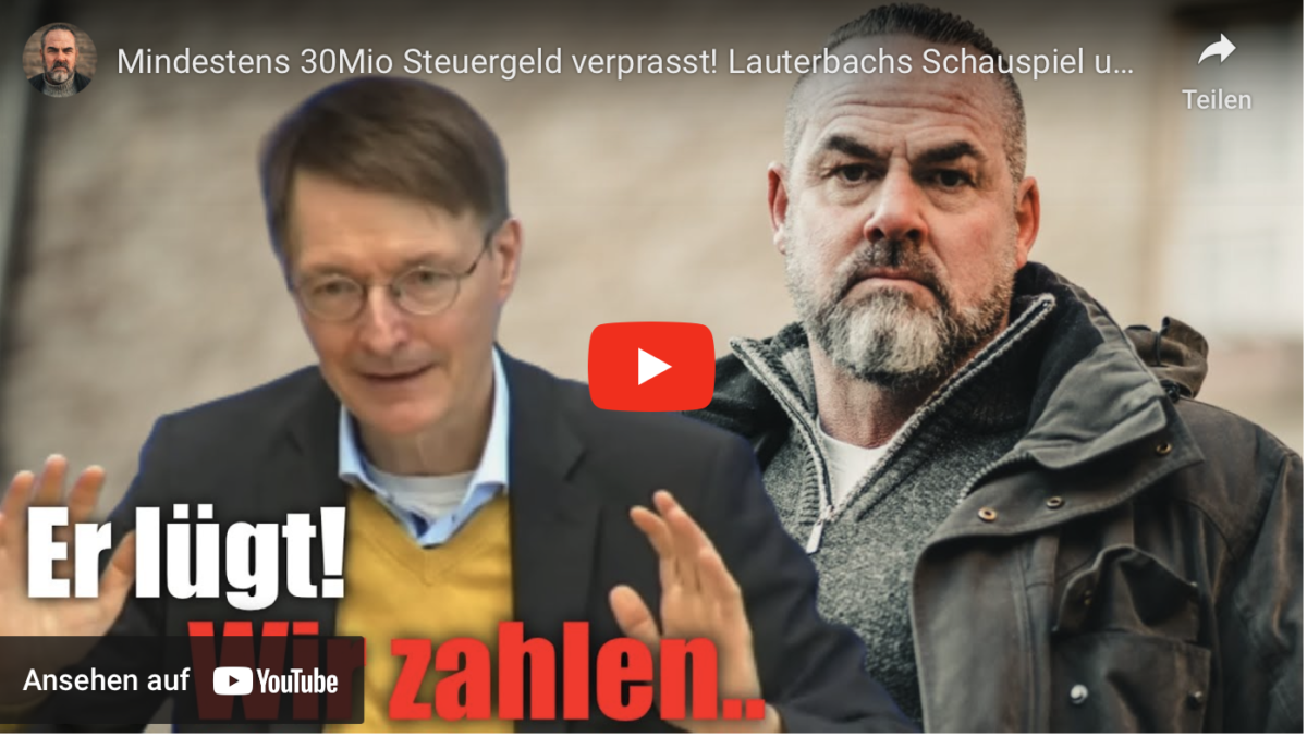Mindestens 30Mio Steuergeld verprasst! Lauterbachs Schauspiel um Schauspieler entlarvt!