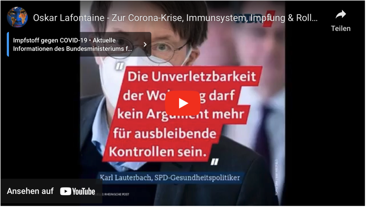 Oskar Lafontaine – Zur Corona-Krise, Immunsystem, Impfung & Rolle der Pharmakonzerne (Pfizer & Co.)
