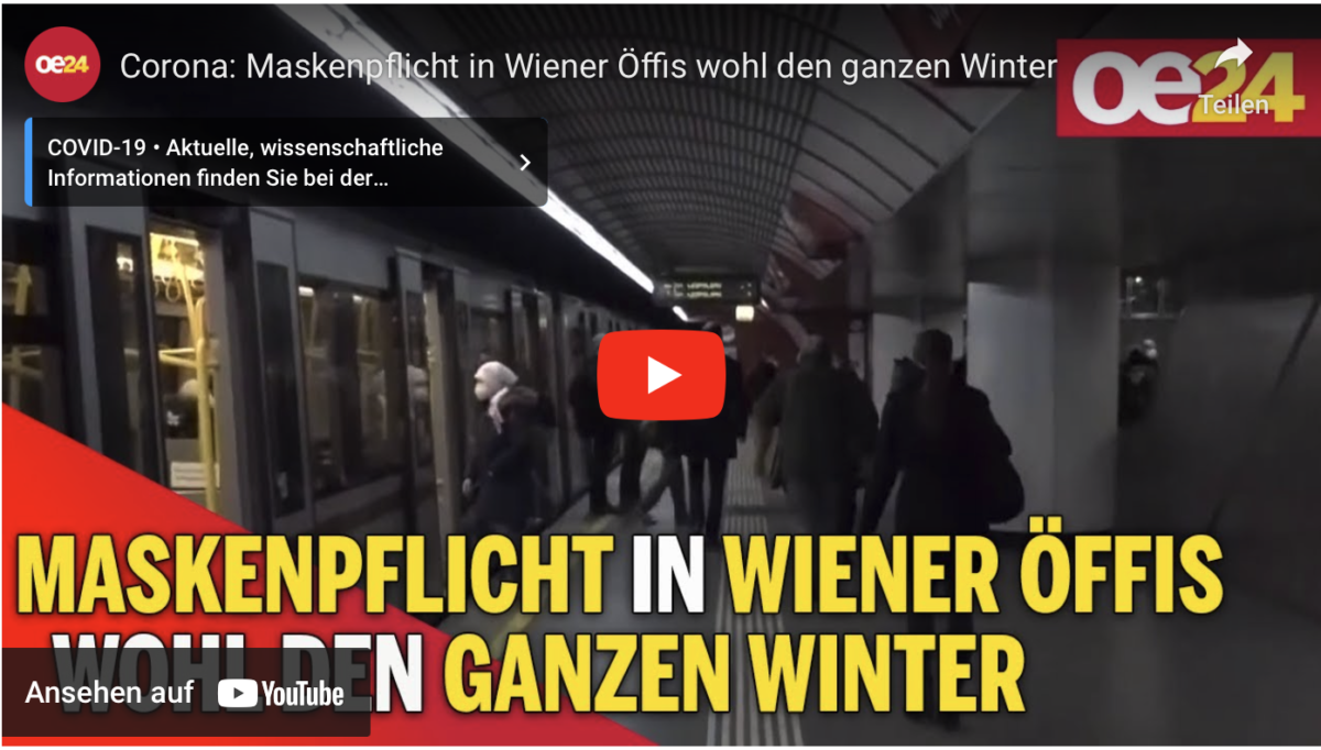 Corona: Maskenpflicht in Wiener Öffis wohl den ganzen Winter!