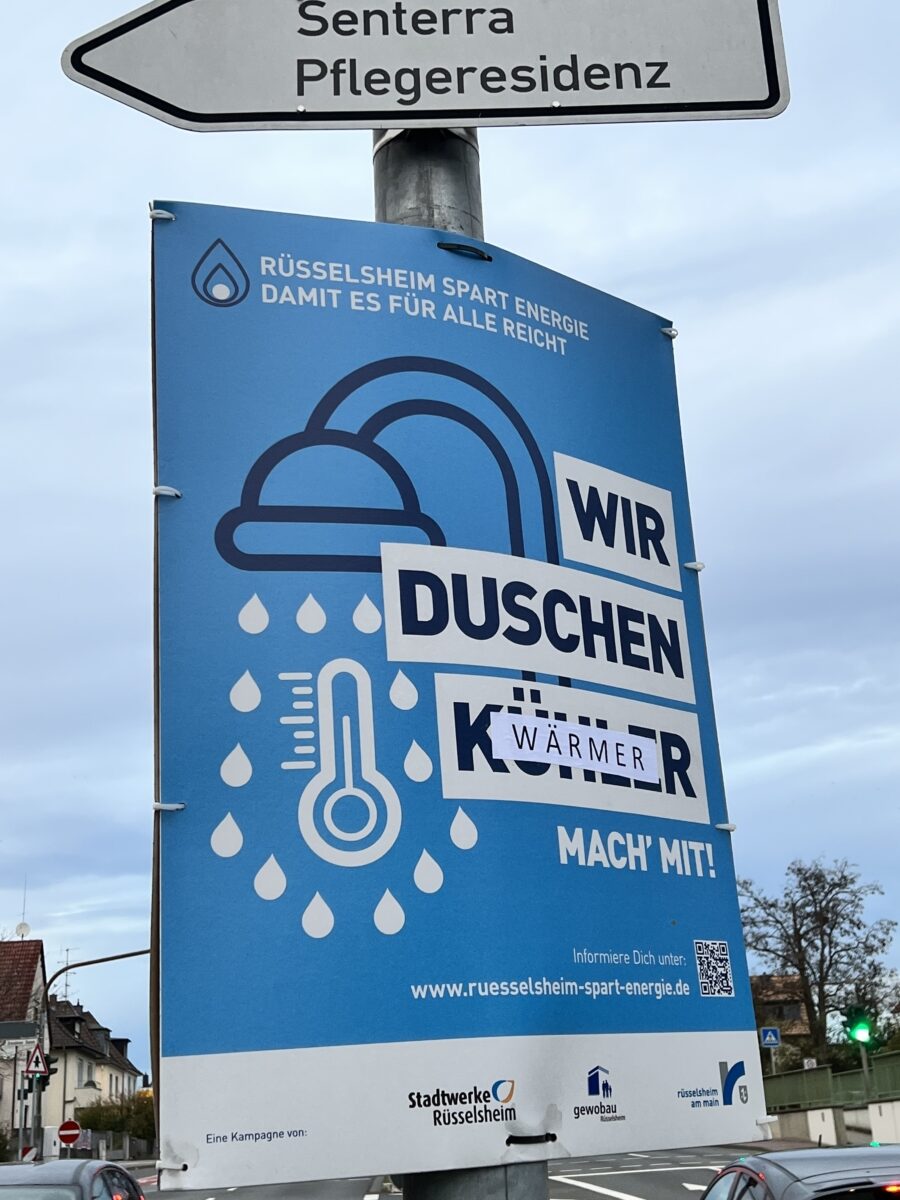 Rüsselsheimer Bürger haben kein Lust auf Habeck und wollen darum länger und wärmer Duschen!