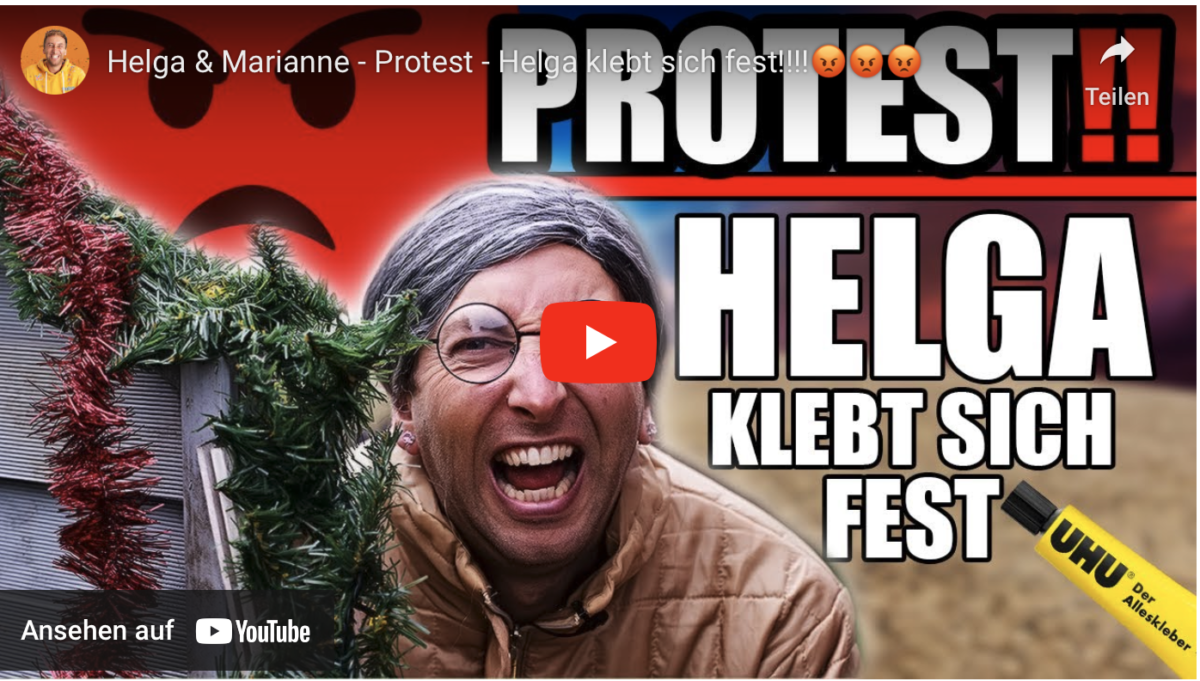 Helga & Marianne – Protest – Helga klebt sich fest!!!!