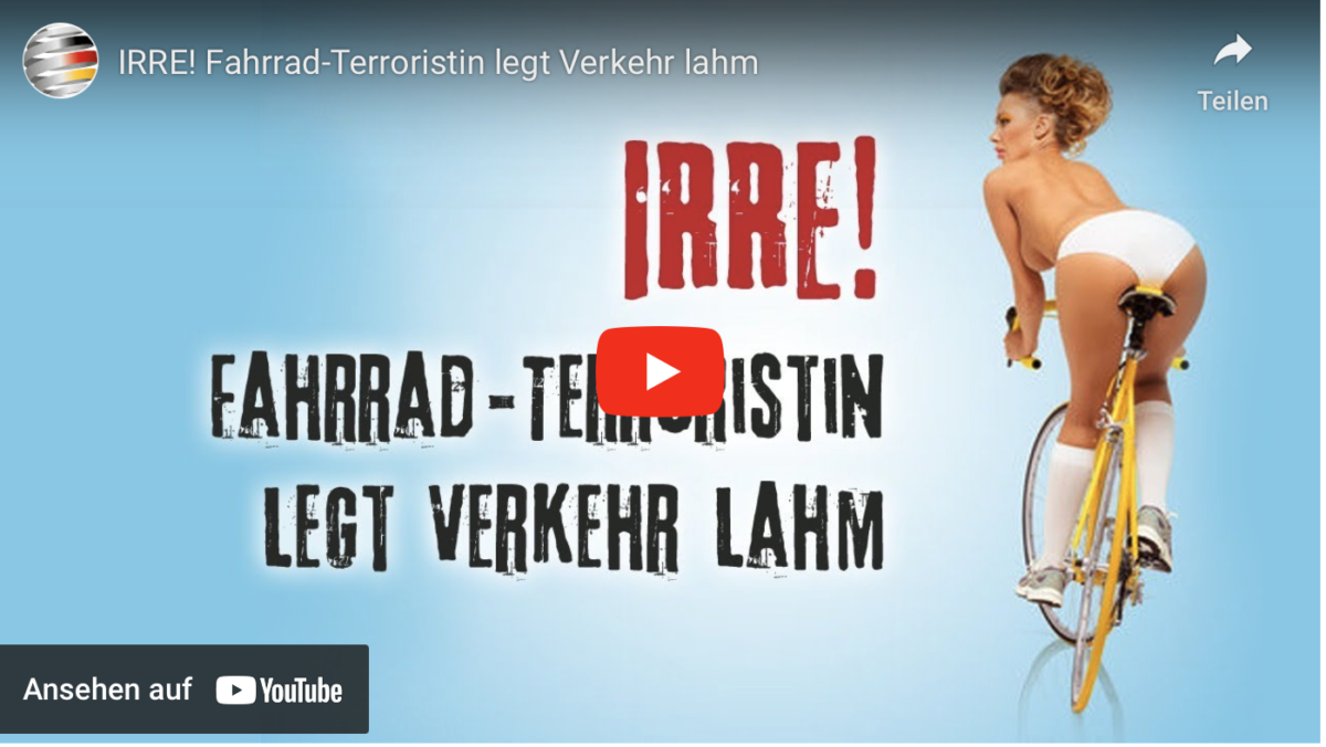 IRRE! Fahrrad-Terroristin legt Verkehr lahm!