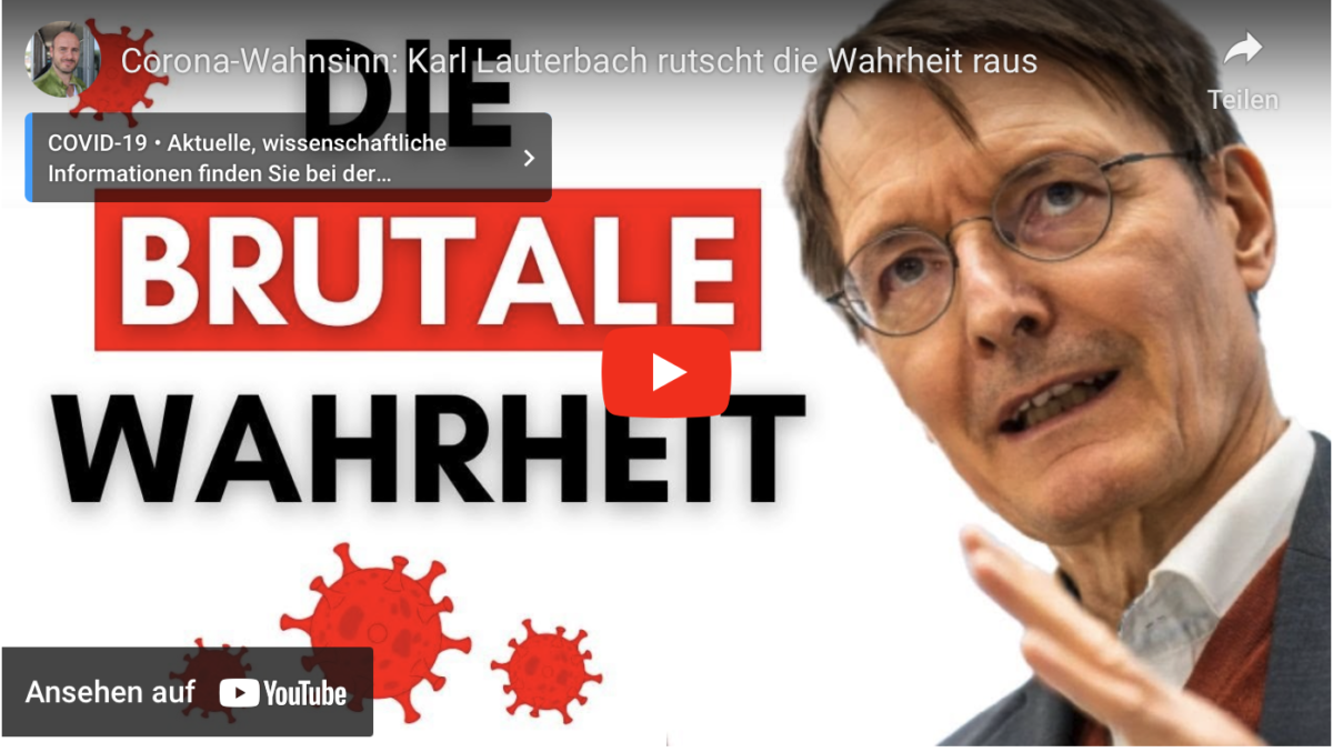 Corona-Wahnsinn: Karl Lauterbach rutscht die Wahrheit raus