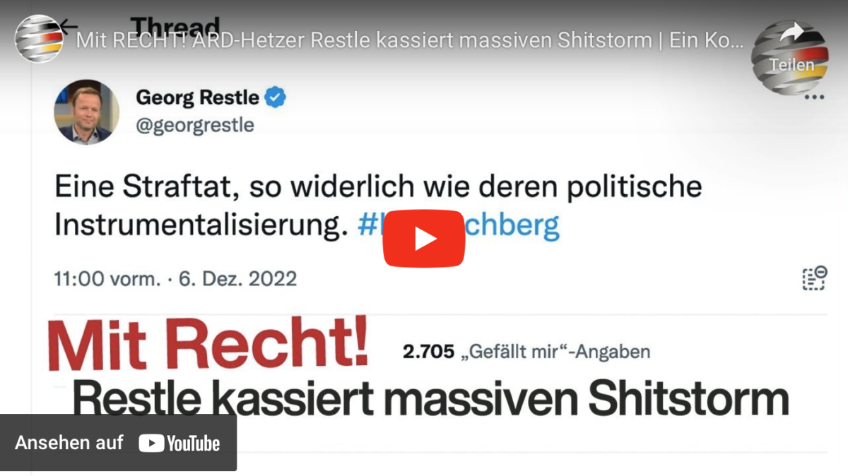 Mit RECHT! ARD-Hetzer Restle kassiert massiven Shitstorm