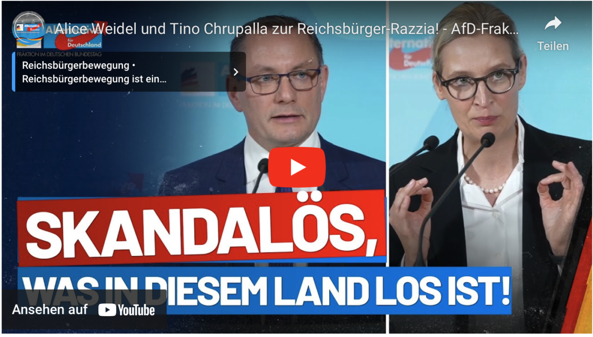 Unglaublich, was in diesem Land los ist! Alice Weidel und Tino Chrupalla zur Reichsbürger-Razzia!