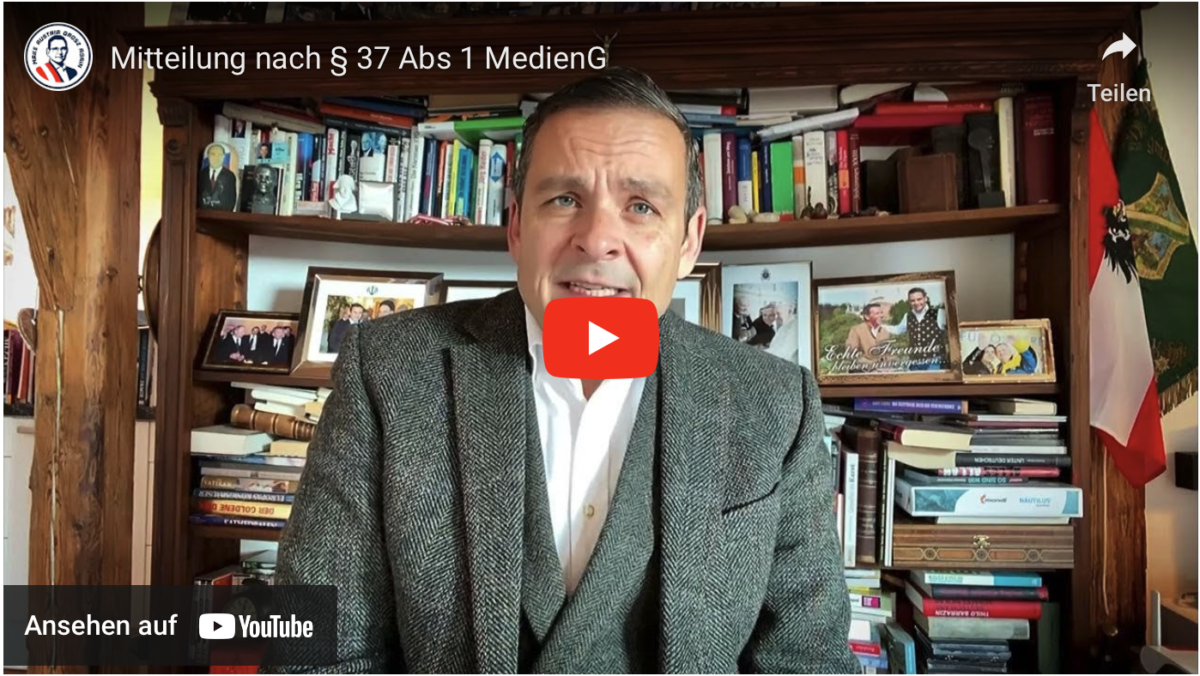 Mitteilung nach § 37 Abs 1 MedienG!