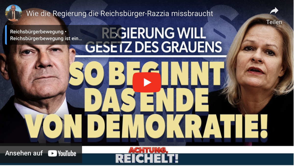 Unglaublich: Wie die Regierung die Reichsbürger-Razzia missbraucht!