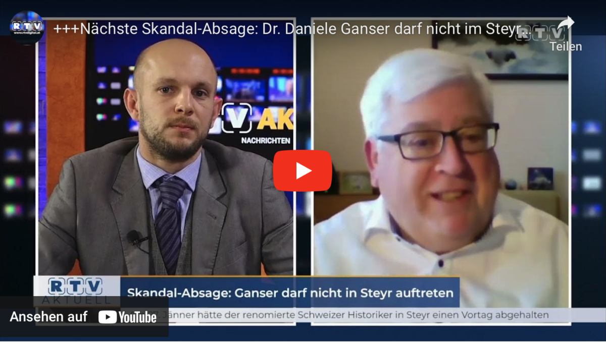 +++Nächste Skandal-Absage: Dr. Daniele Ganser darf nicht im Steyrer Stadttheater auftreten++