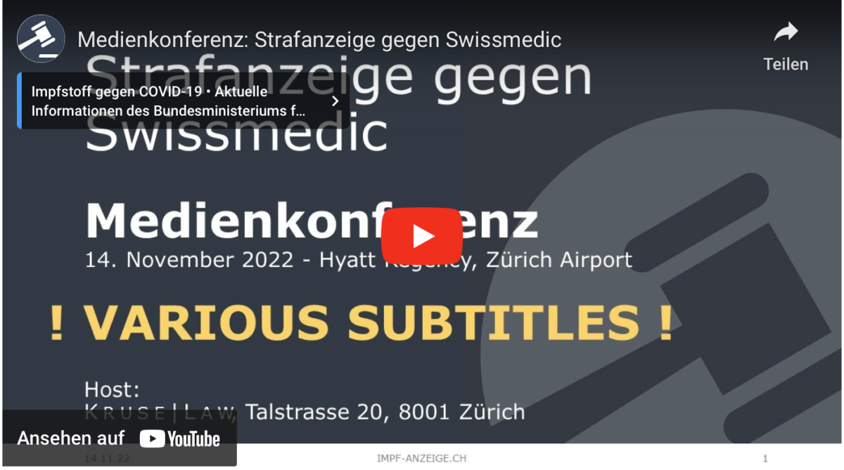 Medienkonferenz: Strafanzeige gegen Swissmedic!