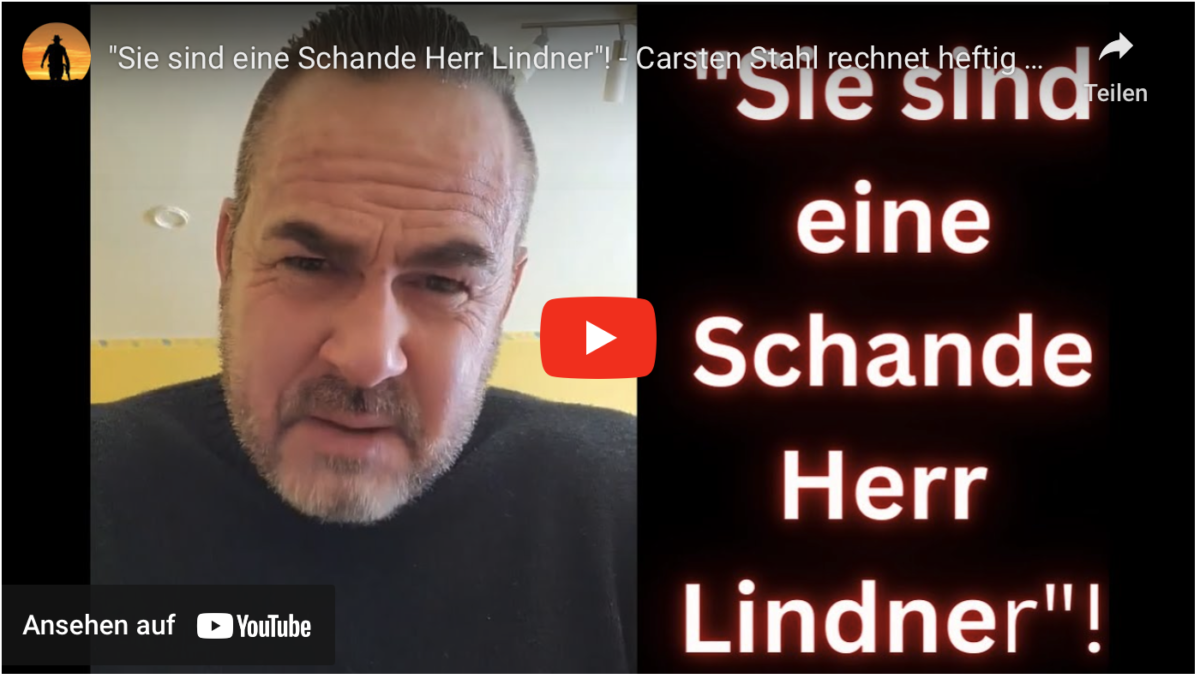 „Sie sind eine Schande Herr Lindner“! – Carsten Stahl rechnet heftig mit FDP-Chef ab!
