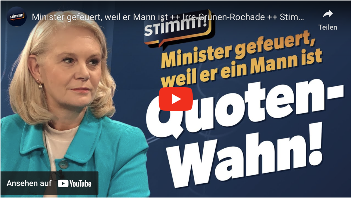 Minister gefeuert, weil er Mann ist ++ Irre Grünen-Rochade ++ Stimmt! Der Nachrichten-Talk
