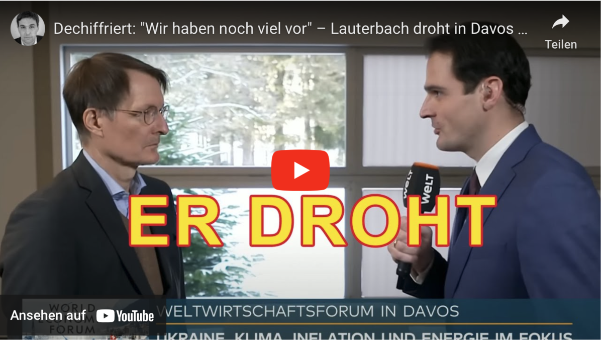 Dechiffriert: „Wir haben noch viel vor“ – Lauterbach droht in Davos mit „Zeitalter der Pandemien“.