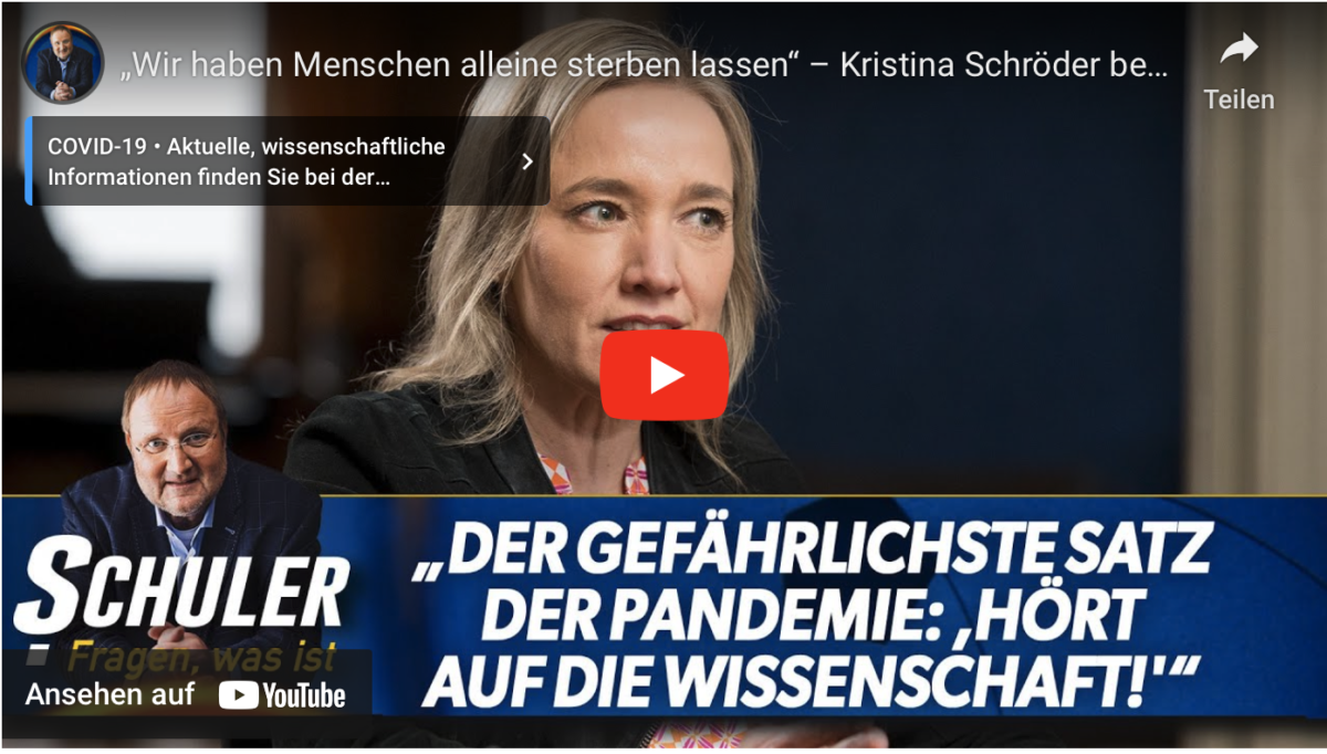 „Wir haben Menschen alleine sterben lassen“ – Kristina Schröder bei „Schuler! Fragen, was ist“