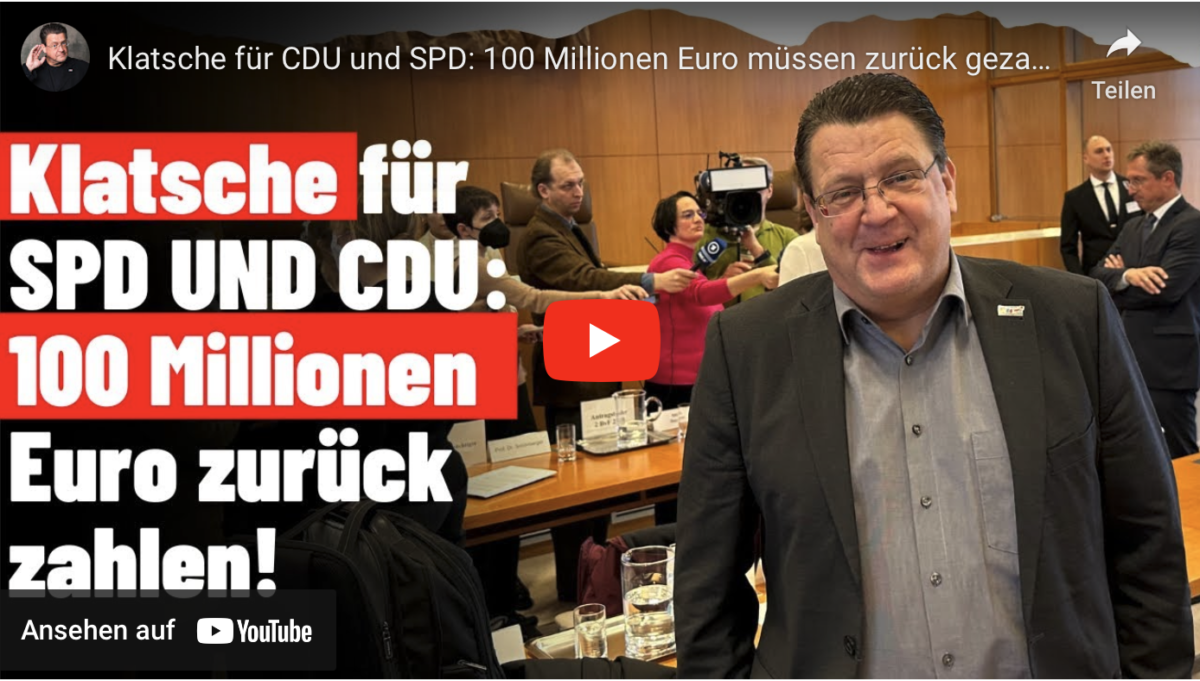 Klatsche für CDU und SPD: 100 Millionen Euro müssen zurück gezahlt werden!