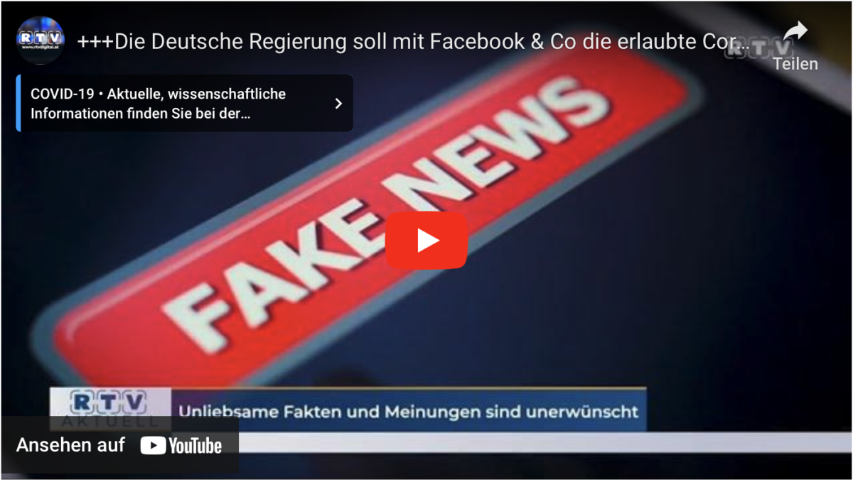 +++Die Deutsche Regierung soll mit Facebook & Co die erlaubte Corona-Meinung abgesprochen haben+++