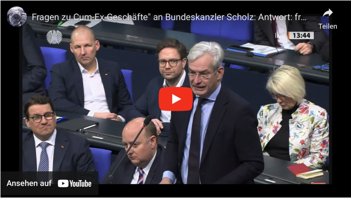 Fragen zu Cum-Ex-Geschäfte“ an Bundeskanzler Scholz: Antwort: fragen sie weiter nach 200 Jahren!