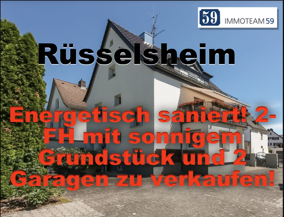 Rüsselsheim: Energetisch saniert! 2-FH mit sonnigem Grundstück und 2 Garagen zu verkaufen!