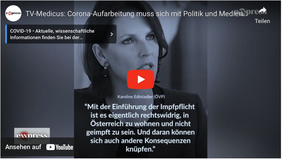TV-Medicus: Corona-Aufarbeitung muss sich mit Politik und Medien befassen