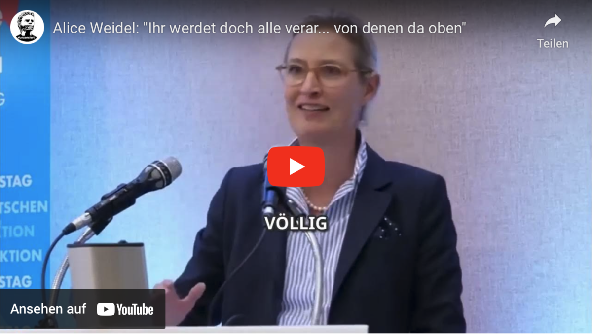Alice Weidel: „Ihr werdet doch alle verar… von denen da oben“
