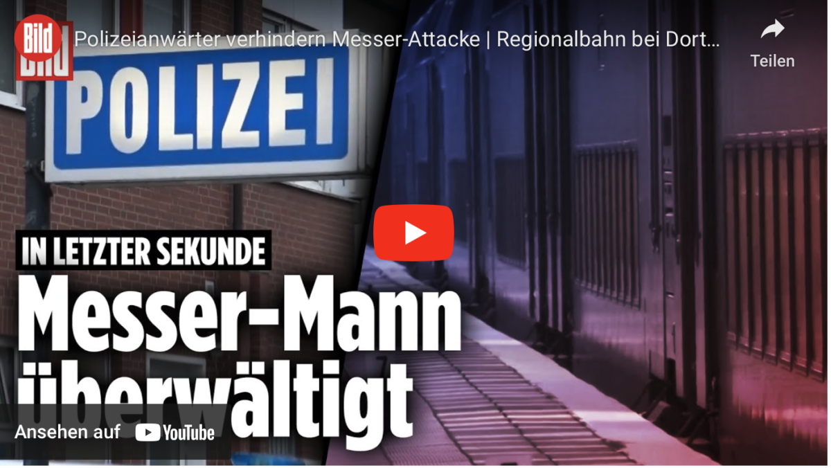 Polizeianwärter verhindern Messer-Attacke | Regionalbahn bei Dortmund