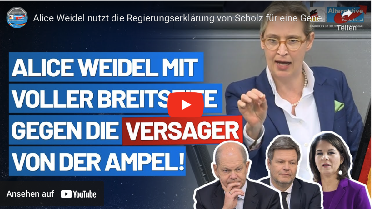 Alice Weidel nutzt die Regierungserklärung von Scholz für eine Generalabrechnung mit der Ampel!