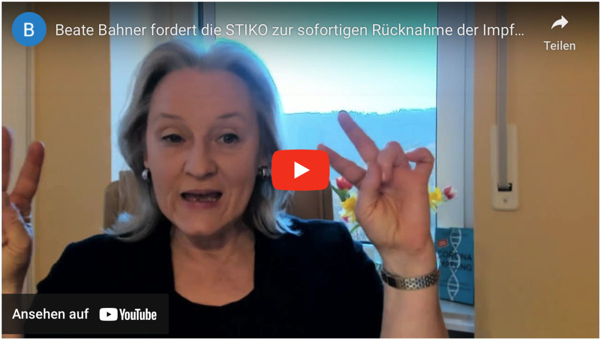 Beate Bahner fordert die STIKO zur sofortigen Rücknahme der Impfempfehlung für Kinder auf!