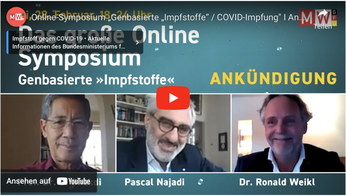 Online-Symposium „Genbasierte „Impfstoffe“ / COVID-Impfung“ I Ankündigung Di, 28.02.2023