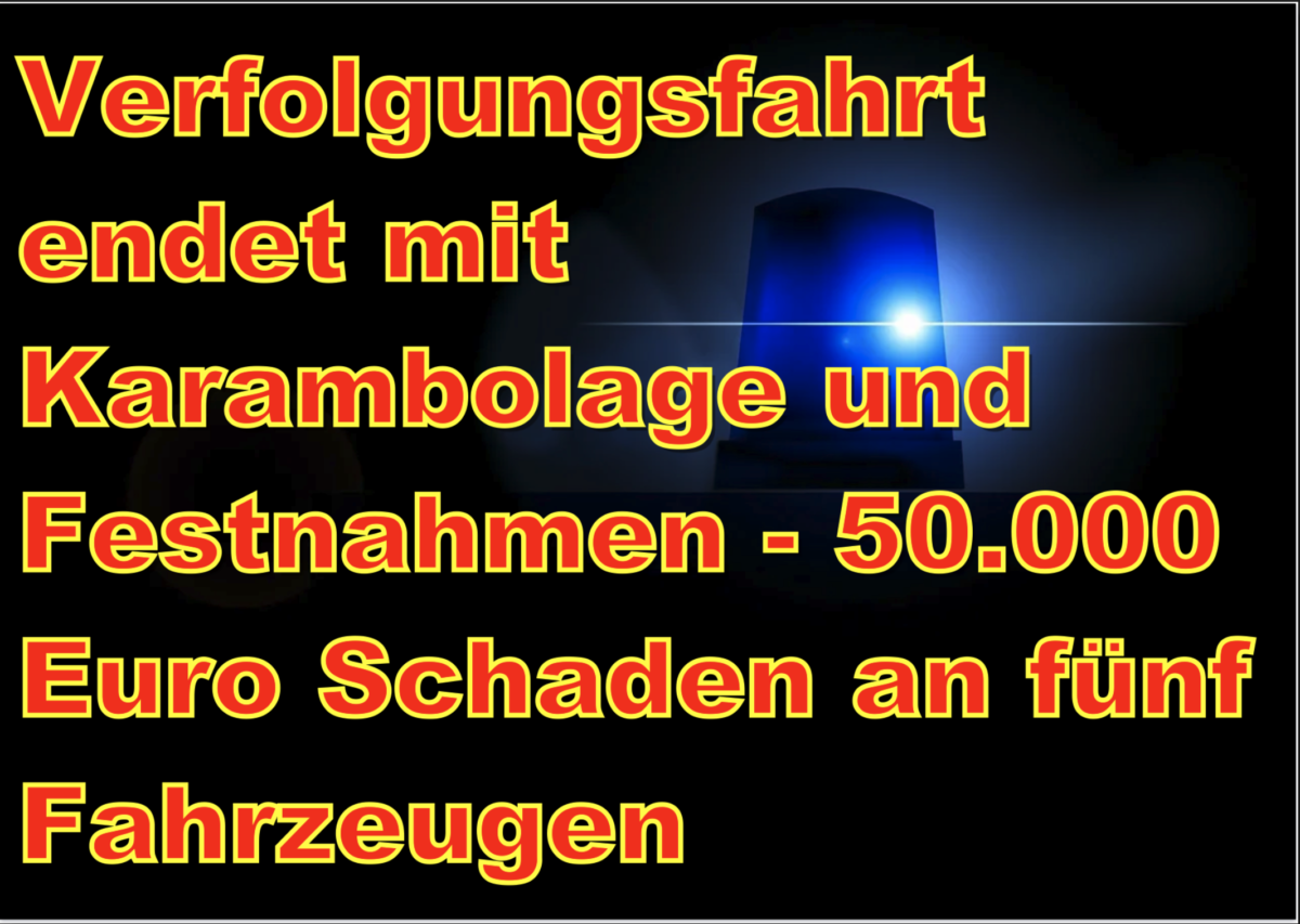 Darmstadt/Büttelborn: Verfolgungsfahrt endet mit Karambolage und Festnahmen – 50.000 Euro Schaden an fünf Fahrzeugen