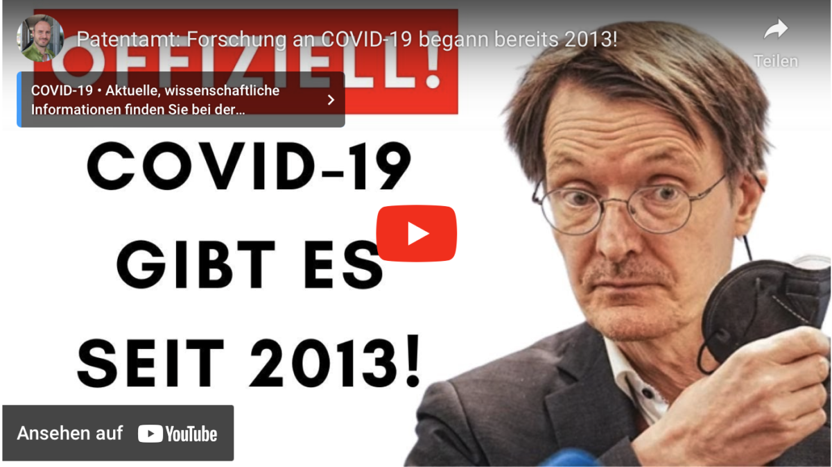 Patentamt: Forschung an COVID-19 begann bereits 2013!