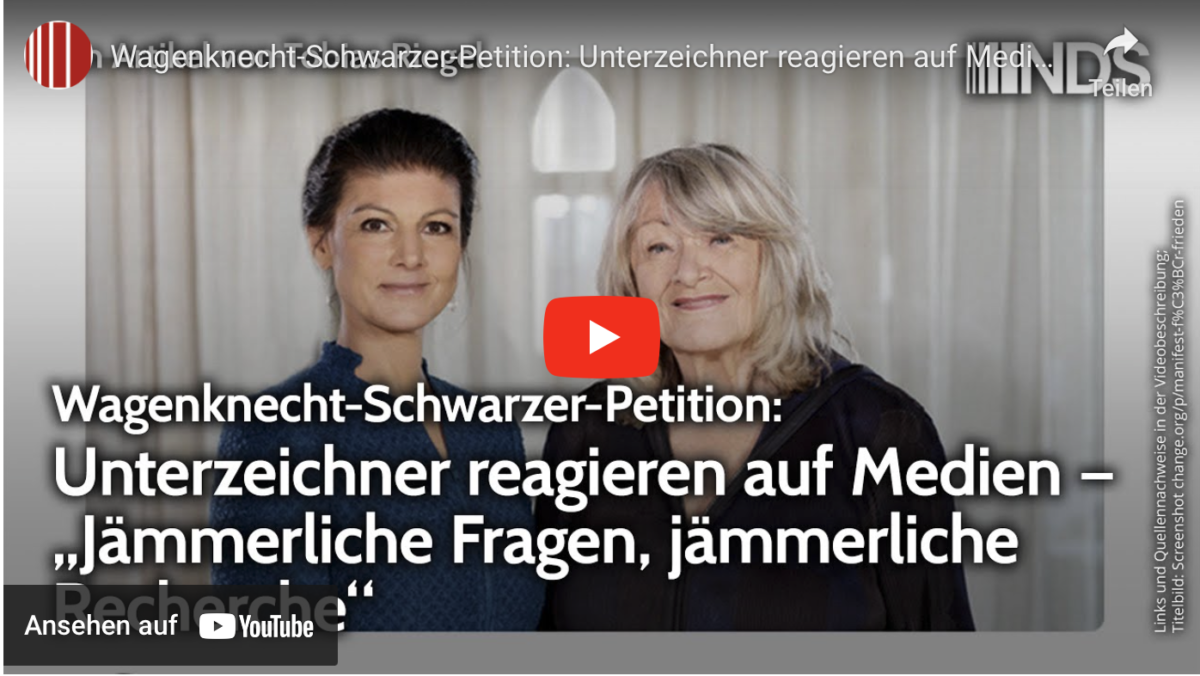 Wagenknecht-Schwarzer-Petition: Unterzeichner reagieren auf Medien – „Jämmerliche Fragen&Recherche“