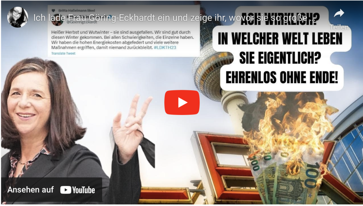 Ich lade Frau Göring-Eckhardt ein und zeige ihr, wovor sie so große Angst hat! Die Wahrheit!