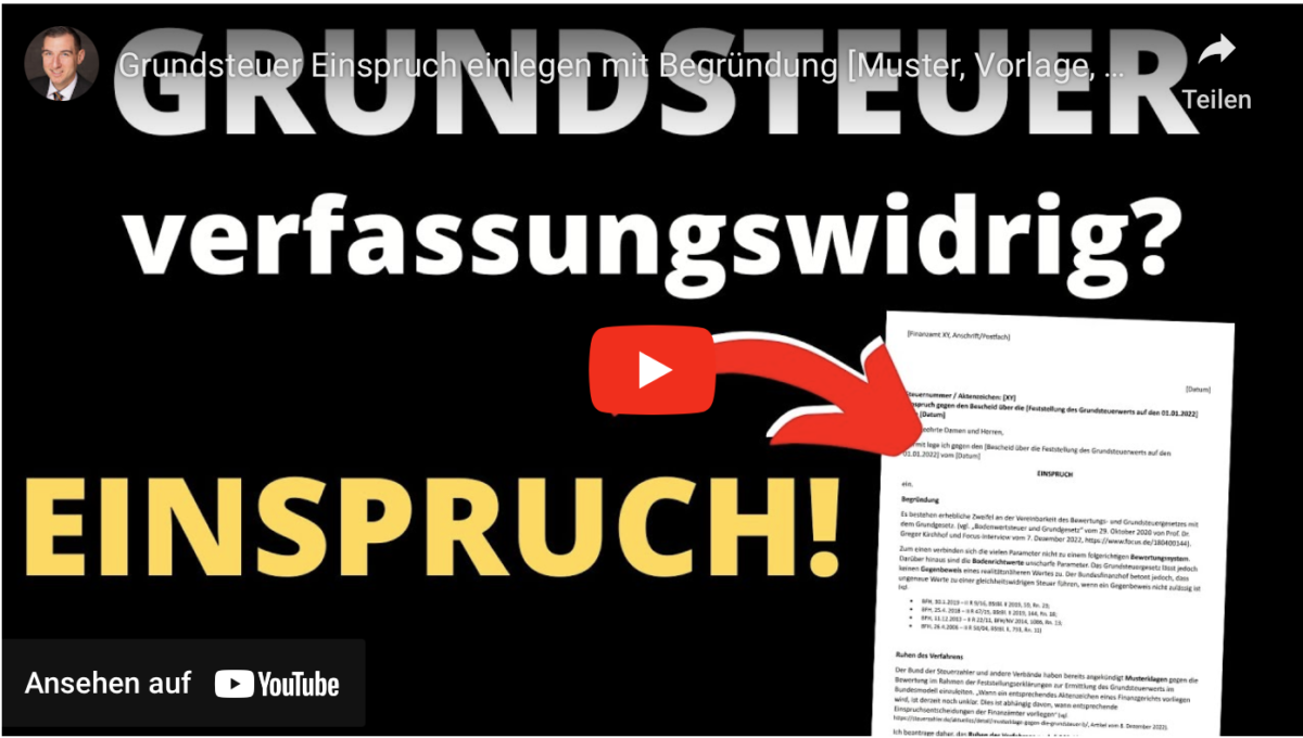 Grundsteuer Einspruch einlegen mit Begründung [Muster, Vorlage, Widerspruch, verfassungswidrig]