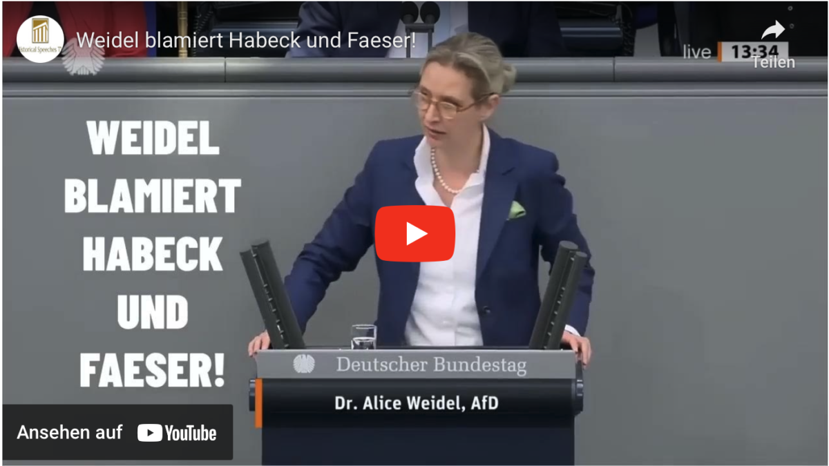 Weidel blamiert Habeck und Faeser!