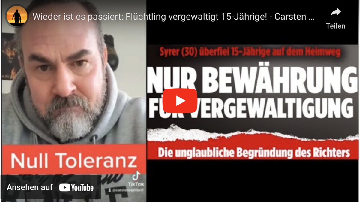 Wieder ist es passiert: Flüchtling vergewaltigt 15-Jährige! – Carsten Stahl hat die Schnauze voll!