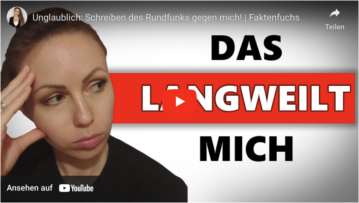 Unglaublich: Schreiben des Rundfunks gegen mich!