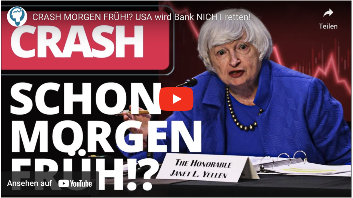 CRASH MORGEN FRÜH!? USA wird Bank NICHT retten!
