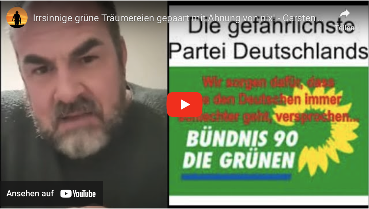Irrsinnige grüne Träumereien gepaart mit Ahnung von nix! – Carsten Stahl attackiert die grüne Sekte!