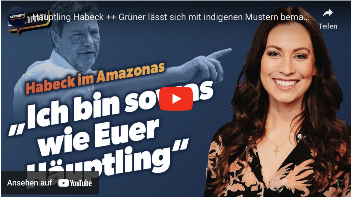 Häuptling Habeck ++ Grüner lässt sich mit indigenen Mustern bemalen ++ Stimmt!